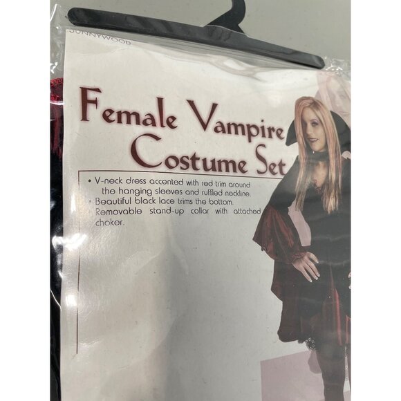 Female Vampire Costume Set Size Medium Large Sunnywood Black Red Halloween NEW - Picture 4 of 7